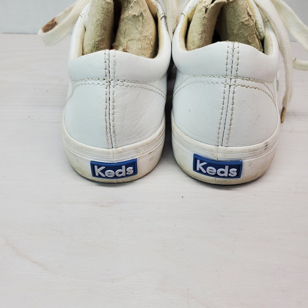 Keds Womens White‎ Leather Low Top Lace Up Sneakers Shoes Size 7 Gold Accents - Picture 7 of 15